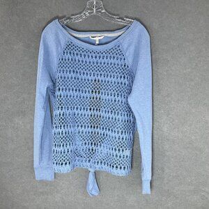 Victoria's Secret Top Womens Sz S Pullover Open Knit Front Tie Back Cotton Blend